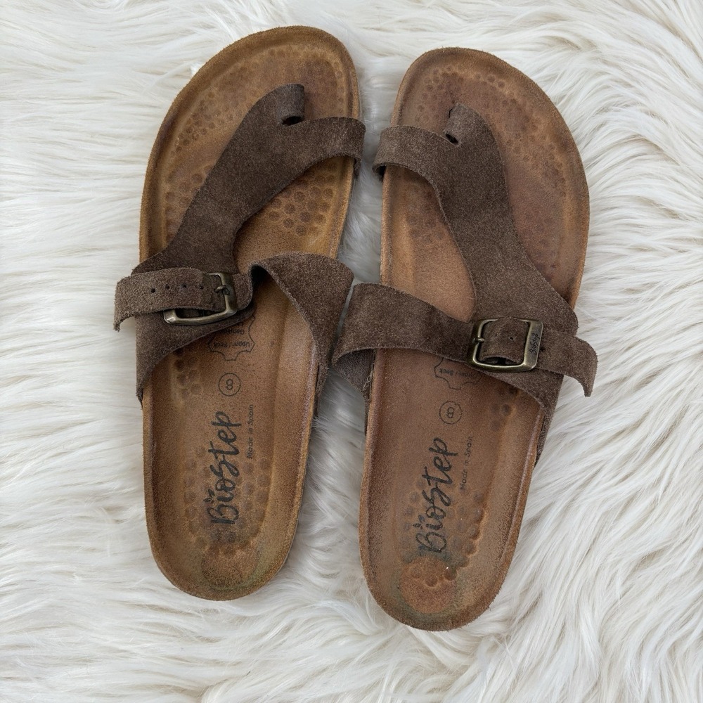 Biostep Cork Footbed Sandals Suede Strap‎ Adjustable Buckle Size 8